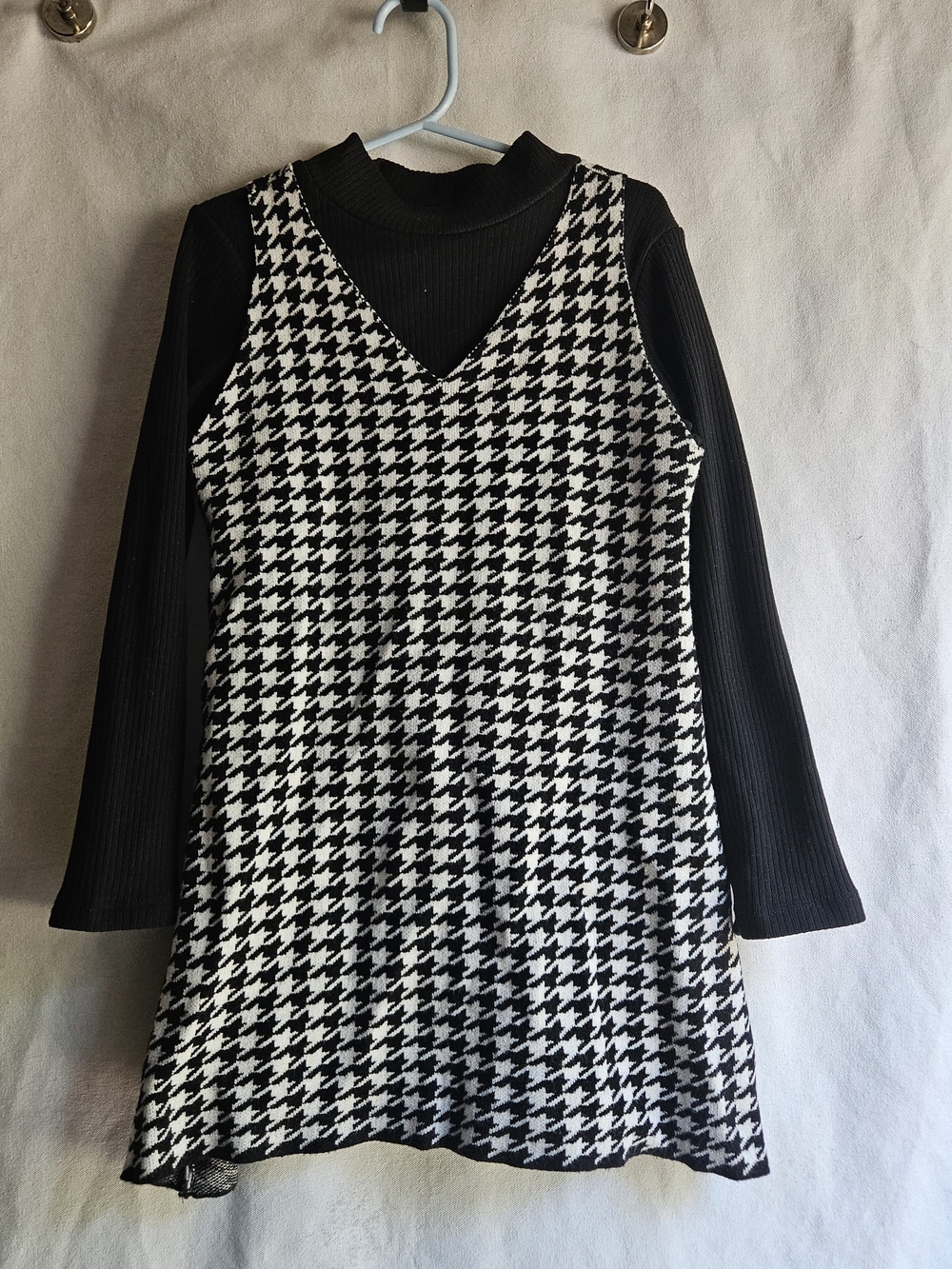 Btween Girls 2-Piece Set Size 6 Houndstooth Sweater Dress Mock Neck